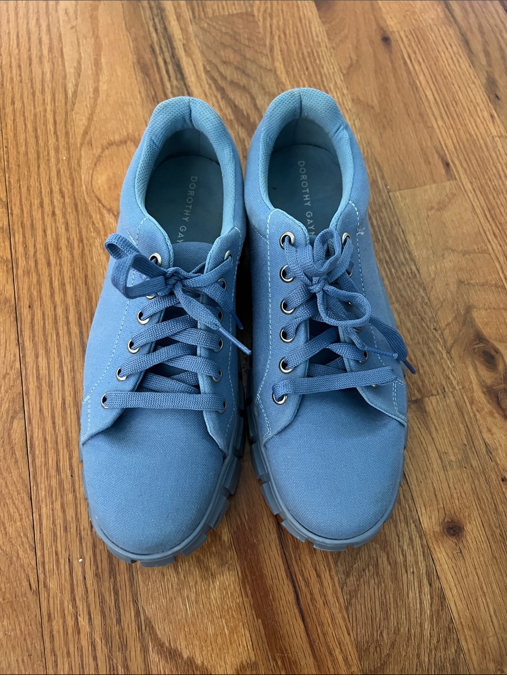 Sky Blue Canvas Lace-Up Sneakers